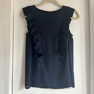 Banana Republic Navy Blue Ruffle Top